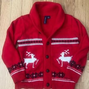 Size 4 JANIE AND JACK FAIR ISLE REINDEER CARDIGAN